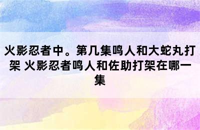 火影忍者中。第几集鸣人和大蛇丸打架 火影忍者鸣人和佐助打架在哪一集